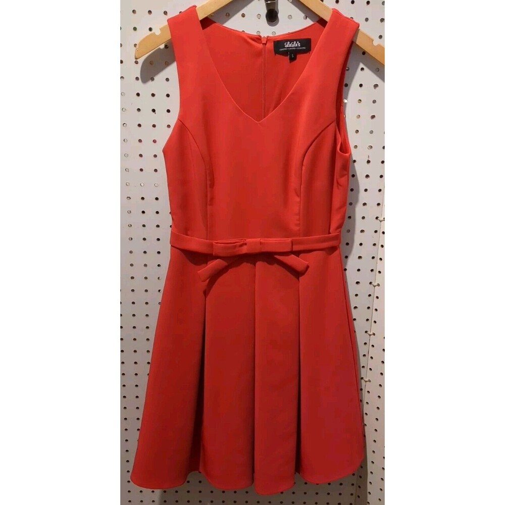 Lulu's Small Red Pleated Sleeveless Dress Bow Size Small